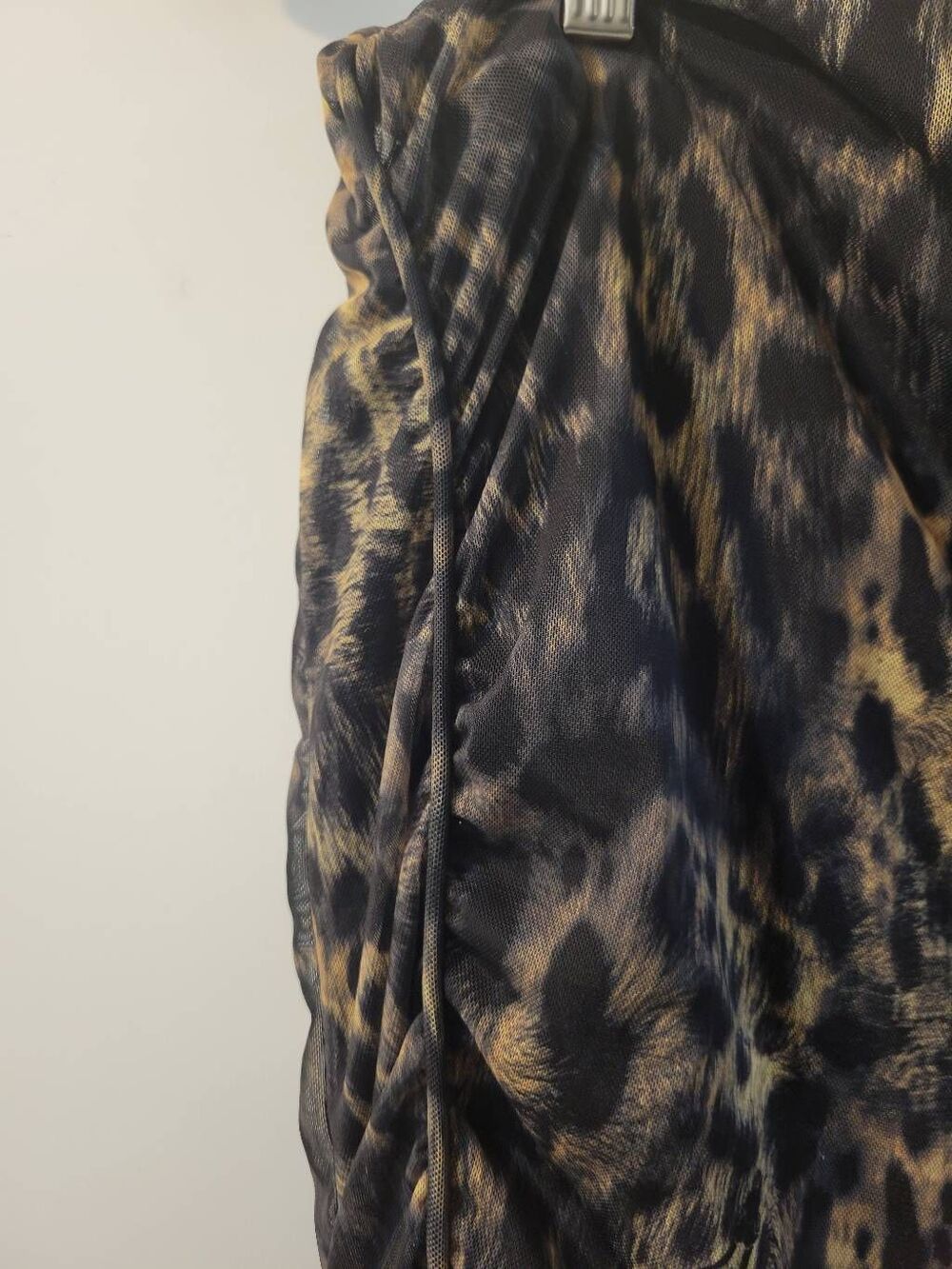 All Saints Nora Leopard Print Mesh Ruched Midi Skirt Sheer Overlay Size 10 - Picture 6 of 14